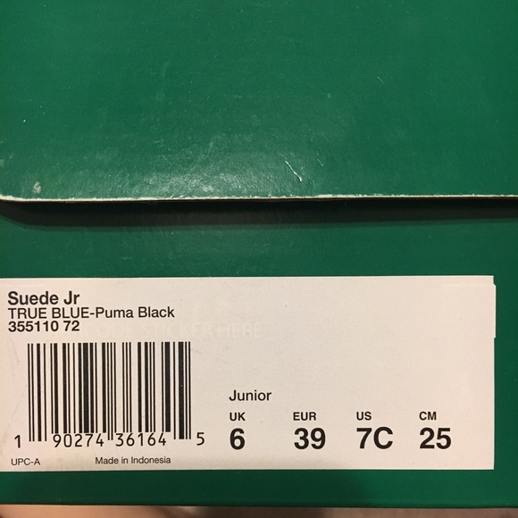 ‼️SOLD‼️PUMA SUEDE JR- True Blue/Black - Picture 7 of 7